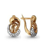 Серьги золотые с фианитами, изображение 1