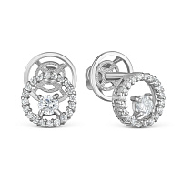 Серьги серебряные с фианитами, изображение 1