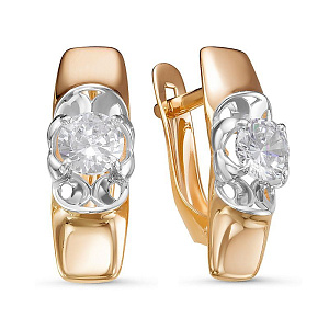 Серьги золотые с фианитами
