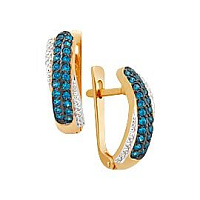 Серьги золотые с фианитами, изображение 1