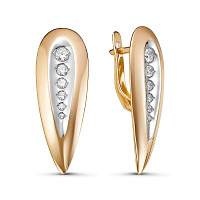 Серьги золотые с фианитами, изображение 1