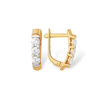 Серьги золотые с фианитами, изображение 1