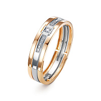 Кольцо обручальное золотое с бриллиантом, изображение 1