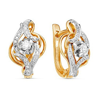 Серьги золотые с бриллиантами, изображение 1
