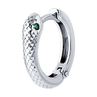 Серьга серебряная с фианитами, изображение 1