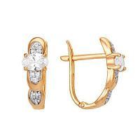 Серьги золотые с кристаллами Swarovski и фианитами, изображение 1