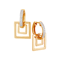 Серьги золотые с фианитами, изображение 1