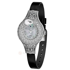Часы серебряные с кристаллами Swarovski