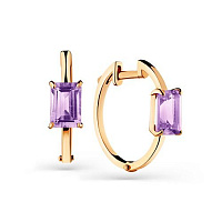 Серьги золотые с аметистами, изображение 1