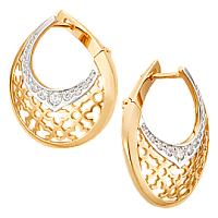 Серьги золотые с фианитами, изображение 1