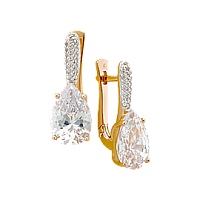 Серьги золотые с фианитами, изображение 1