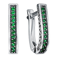 С-118-Ч зел серьги (Ag 925), изображение 1