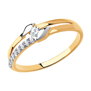Кольцо золотое с фианитами