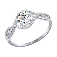 Кольцо золотое с кристаллами Swarovski и фианитом, изображение 1