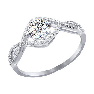 Кольцо золотое с кристаллами Swarovski и фианитом