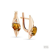 Серьги золотые с кварцем, изображение 1