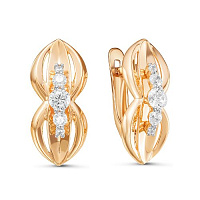 Серьги золотые с фианитами, изображение 1