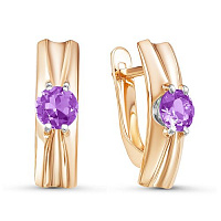 Серьги золотые с аметистами, изображение 1