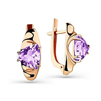 Серьги золотые с аметистами, изображение 1