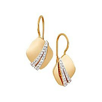 Серьги золотые с фианитами, изображение 1