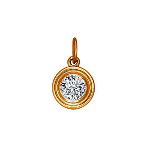 Подвеска золотая с кристаллами Swarovski и фианитом