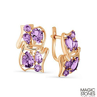 Серьги золотые с аметистами, изображение 1